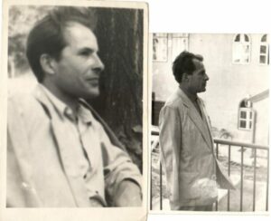 Csorba Győző 1963-ban a Megyei Könyvtár udvarán