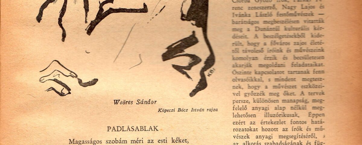 Weöres Sándor portréja a Diárium 1947. évi könyvnapi számából. A 287. Csorba blog melléklete.