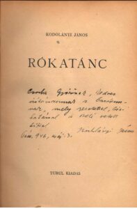 Kodolányi Rókatánc című, Csorbának ajánlott kötetének bemutatása. A 293. Csorba blog melléklete