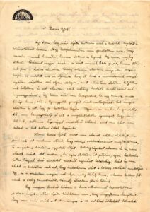 Velényi János Ciprián Csorbának írt "figyelmeztető levele, 1. oldal. A 415. Csorba blog melléklete. 1. oldal