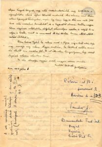 Velényi János Ciprián Csorbának írt "figyelmeztető levele, 1. oldal. A 415. Csorba blog melléklete. 1. oldal